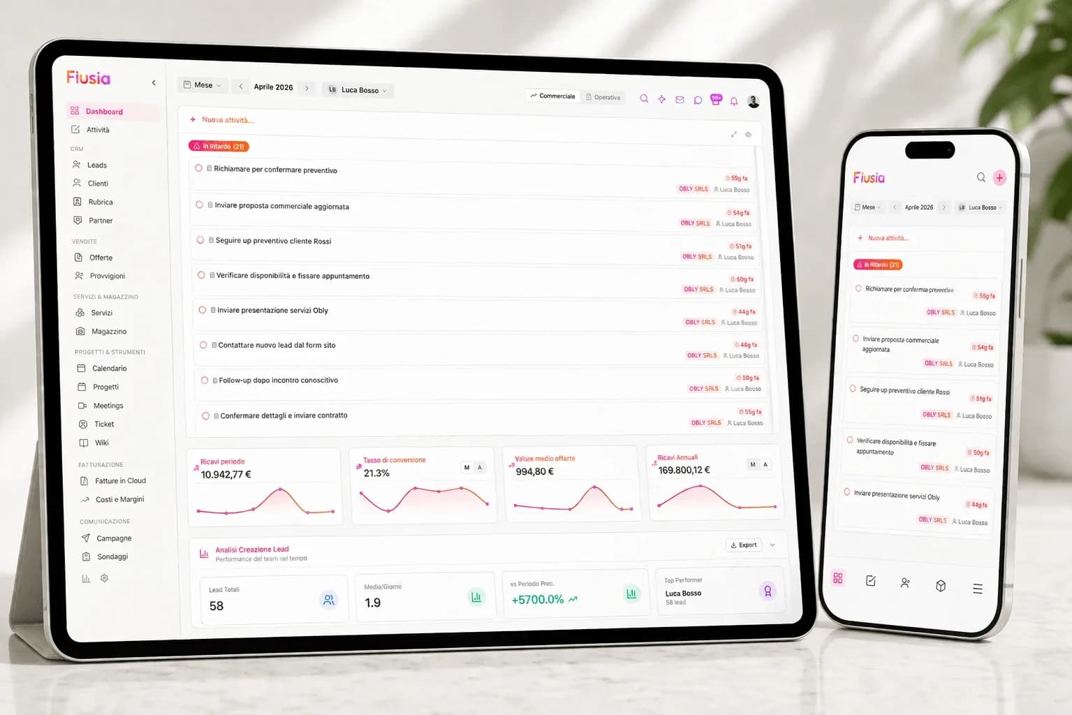 Flusia — CRM e gestionale per agenzie e studi professionali